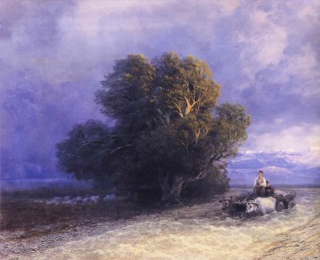 氾濫原を横切る牛車 1897年 ロマンチックなイワン・アイヴァゾフスキー ロシア Oil Paintings